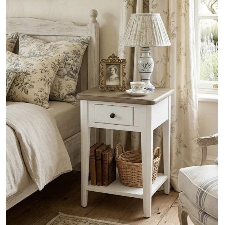 P2728-23 : Bàn Góc , Bàn Trang Trí - Màu Trắng + Nâu